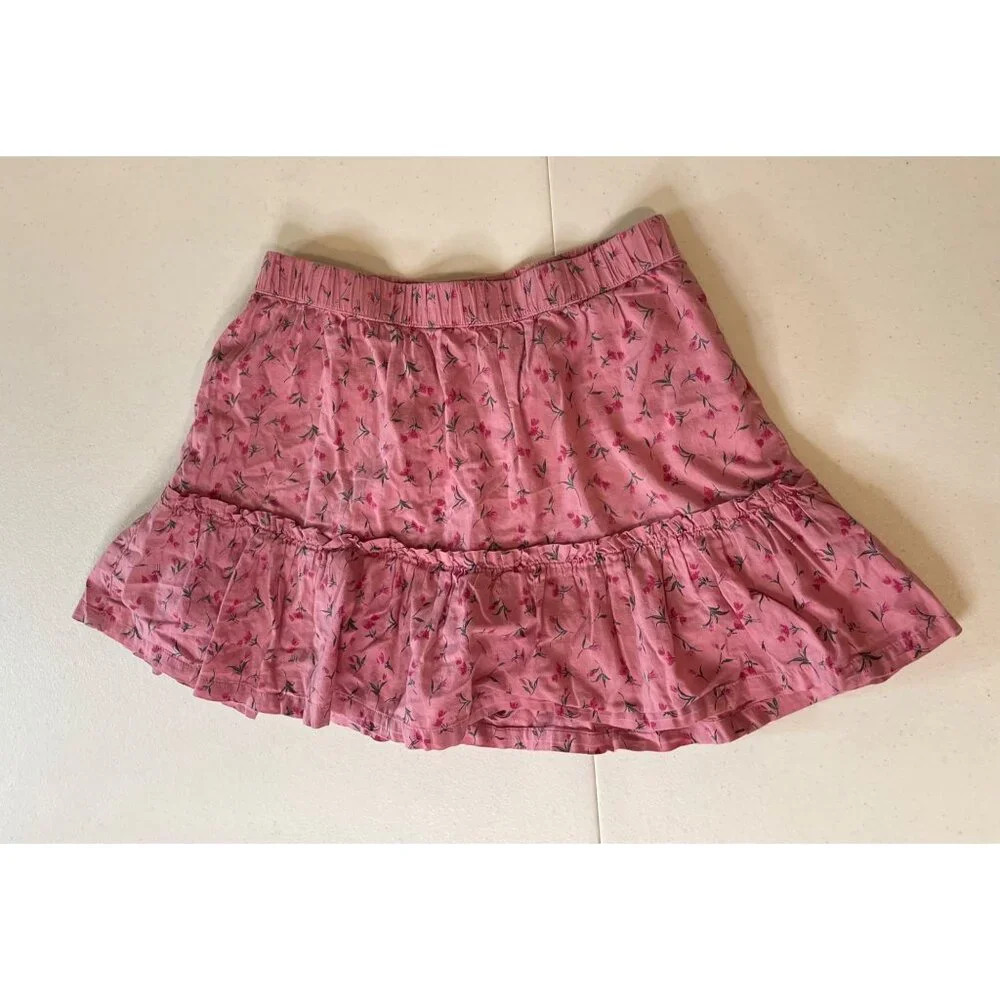 GAP Kids Girls Pink Floral Skort Size XL Tiered‎ Ruffles Lightweight Cottagecore